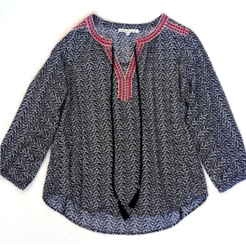 Daniel Rainn Women’s Rayon Bohemian Tribal Print 3/4 Sleeve V Neck Blouse M - Picture 14 of 16